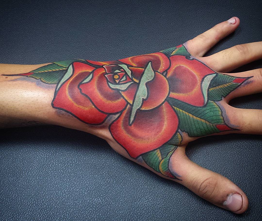 Black And Red Rose Tattoo For Men