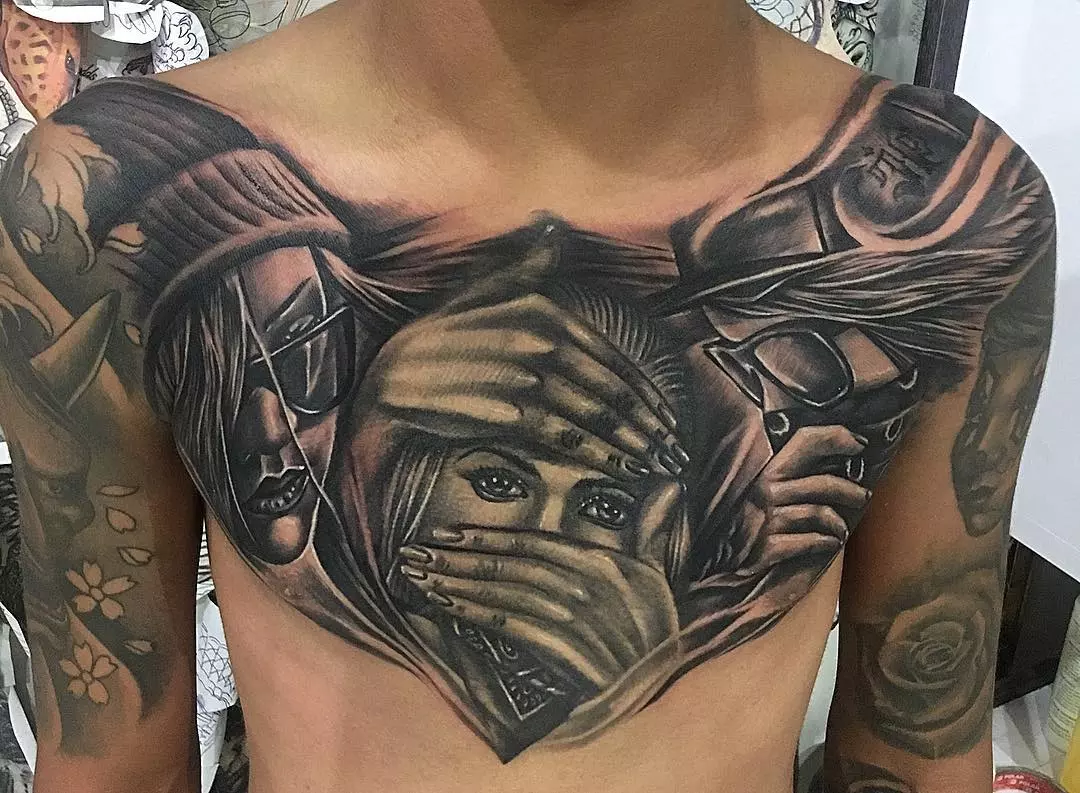 Gangster Chest Tattoos Designs