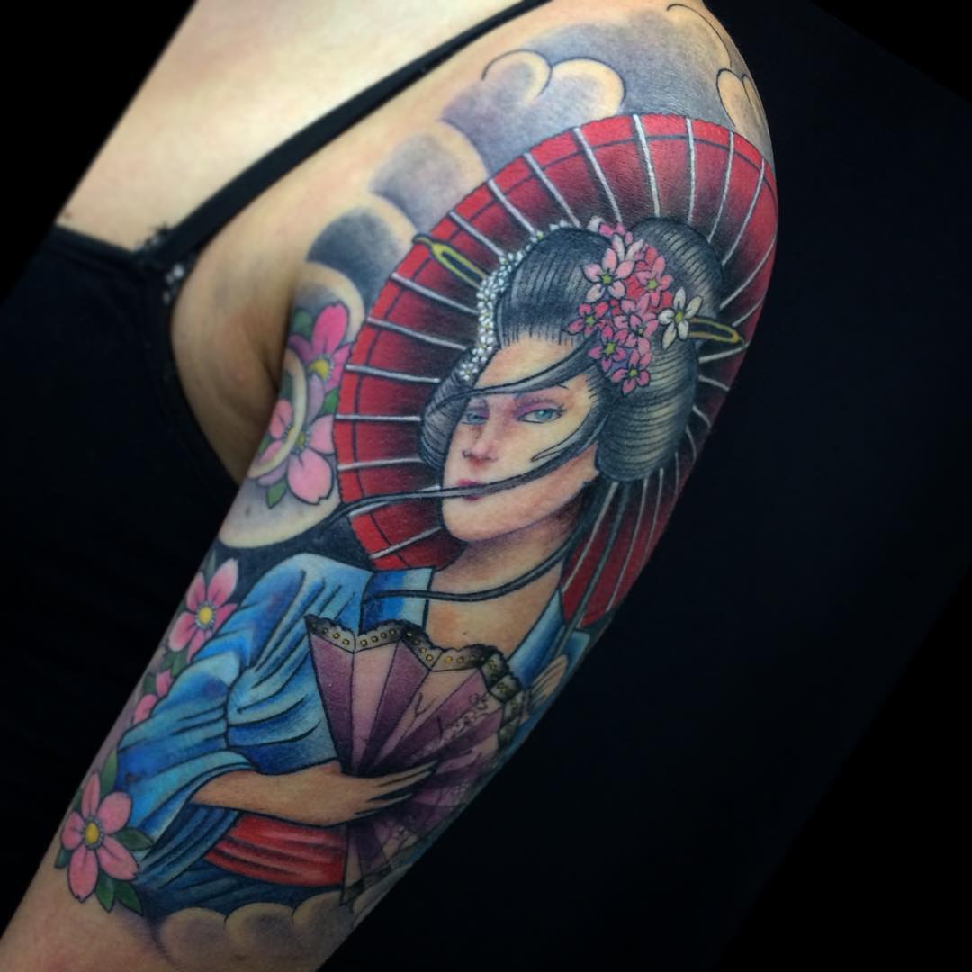 70+ Colorful Japanese Geisha Tattoos Meanings and Designs (2019)