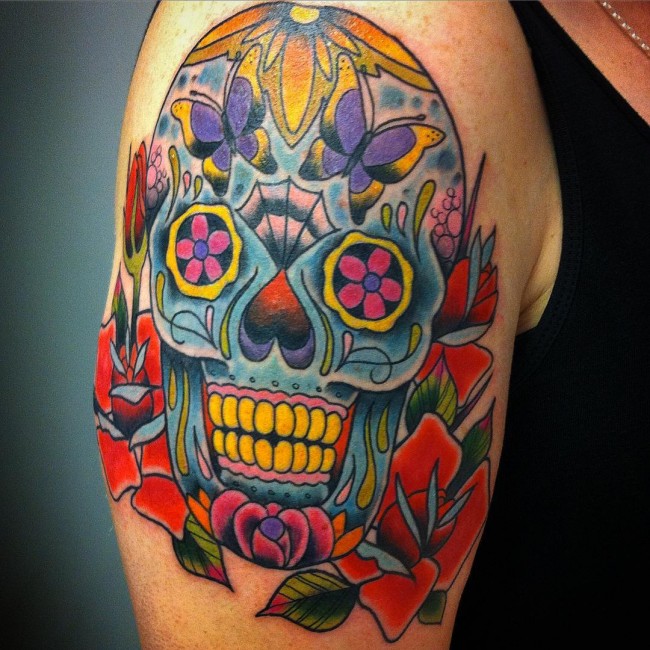 125 Best Sugar Skull Tattoo Designs Meaning 19