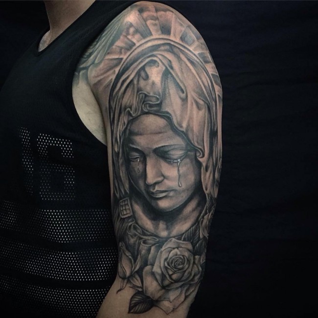 Virgin Mary Sleeve Tattoo Images &amp; Pictures - Becuo