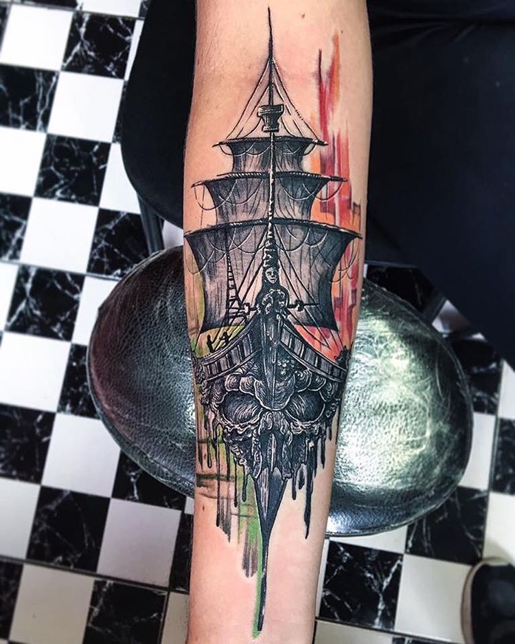 95+ Best Pirate Ship Tattoo Designs & Meanings - (2019)