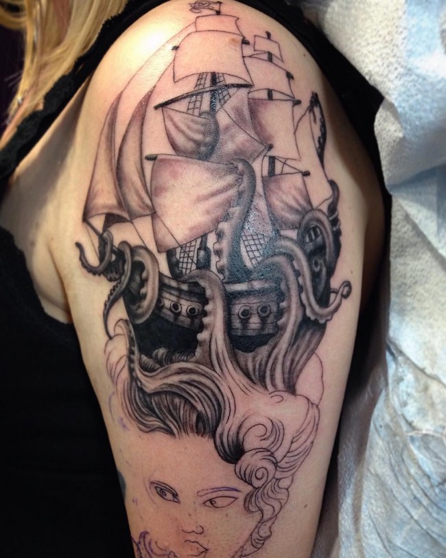 95+ Best Pirate Ship Tattoo Designs & Meanings (2019)