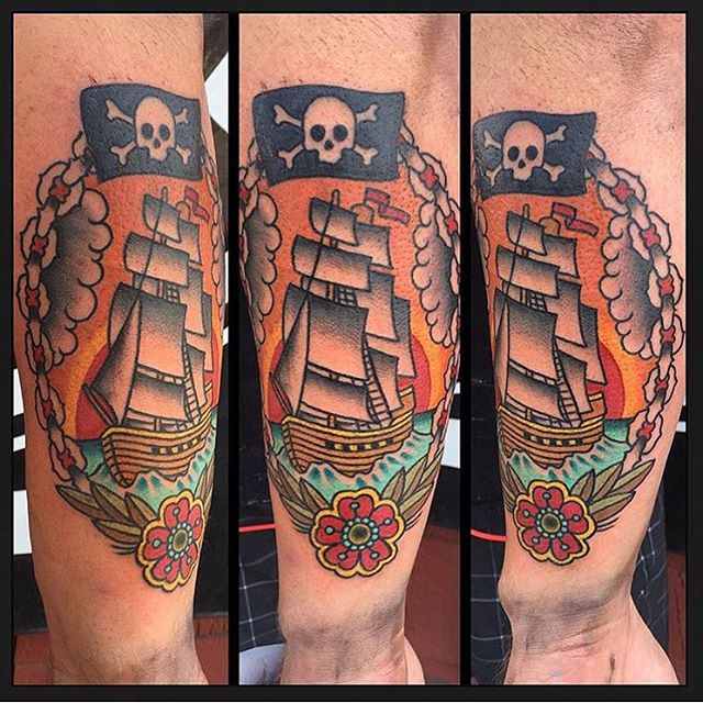 95 Best Pirate Ship Tattoo Designs Meanings 2019,Designers Favorite Green Paint Colors