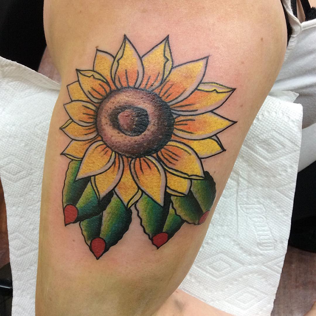 80+ Bright Sunflower Tattoos Designs & Meanings for Happy Life (2019)