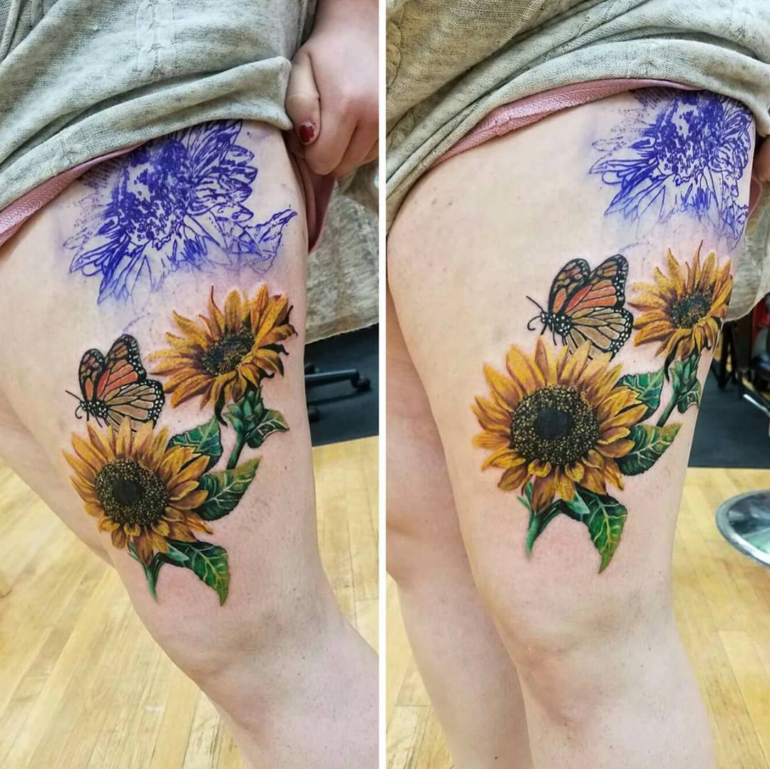 80+ Bright Sunflower Tattoos - Designs & Meanings for Happy Life (2019)