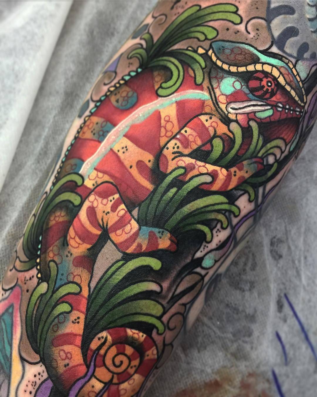 60+ Colorful Chameleon Tattoo Ideas Designs That Will Make You Smile