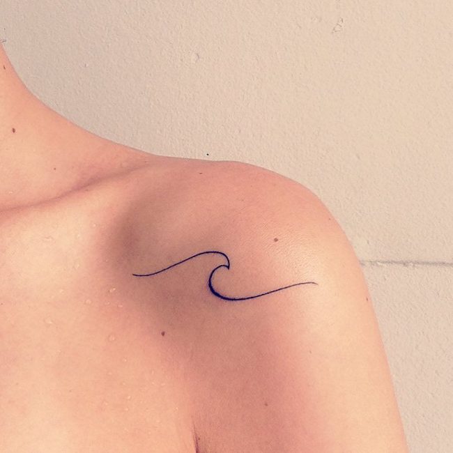 Minimalist Mountain And Sea Tattoo