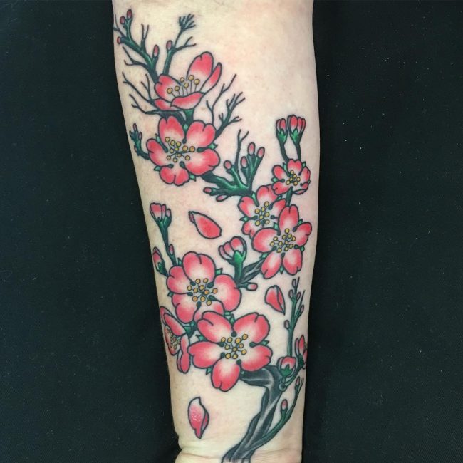 75+ Best Japanese Cherry Blossom Tattoo - Designs & Meanings 2019