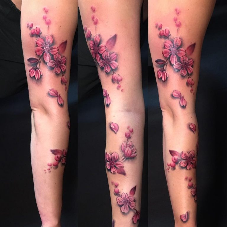 75+ Best Japanese Cherry Blossom Tattoo - Designs & Meanings 2019