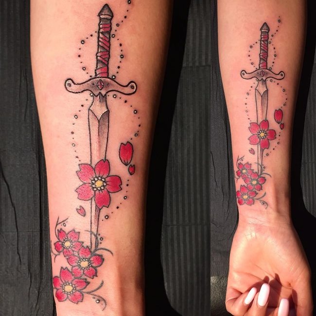 75+ Best Japanese Cherry Blossom Tattoo - Designs & Meanings 2019