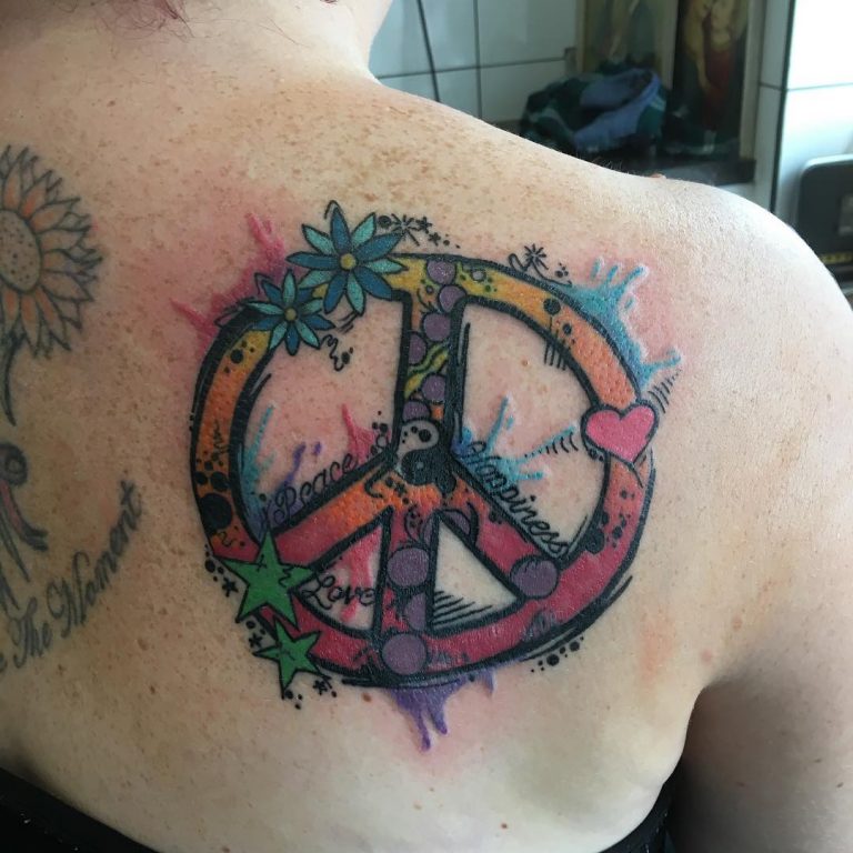 55+ Best Peace Sign Tattoo Designs - Anti-War Movement Symbol (2019)