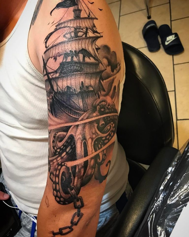 95+ Best Pirate Ship Tattoo Designs & Meanings (2019)