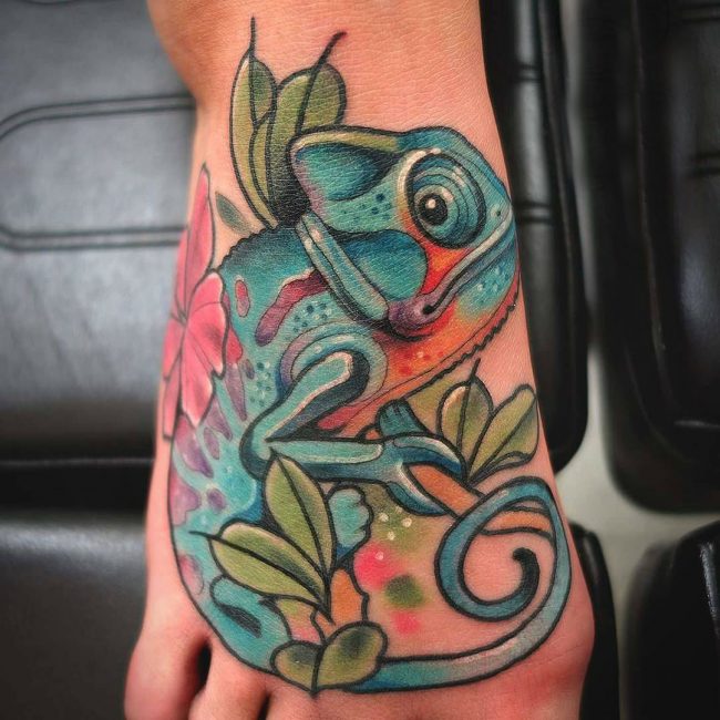 60+ Colorful Chameleon Tattoo Ideas Designs That Will Make You Smile