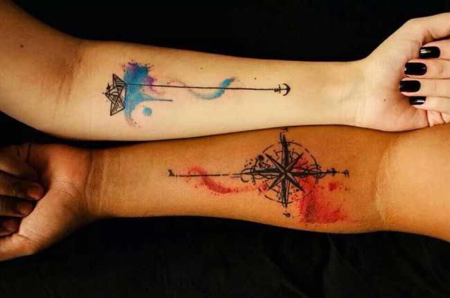 Rose and Compass Tattoo