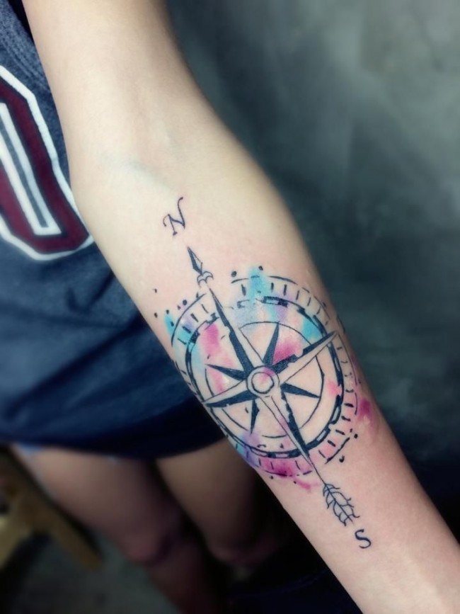 Rose and Compass Tattoo