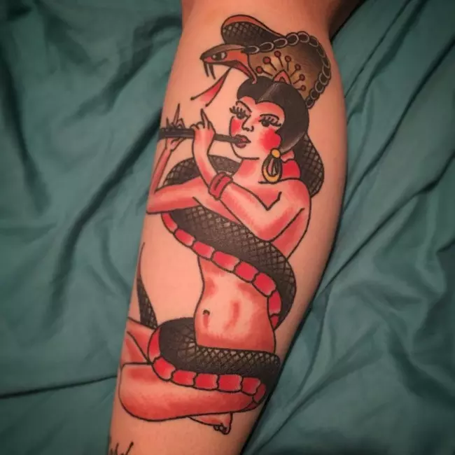 traditional pin up girl face tattoo