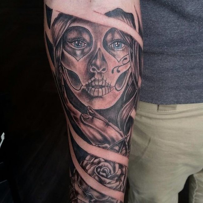 Day Of The Dead Sleeve Tattoos For Men