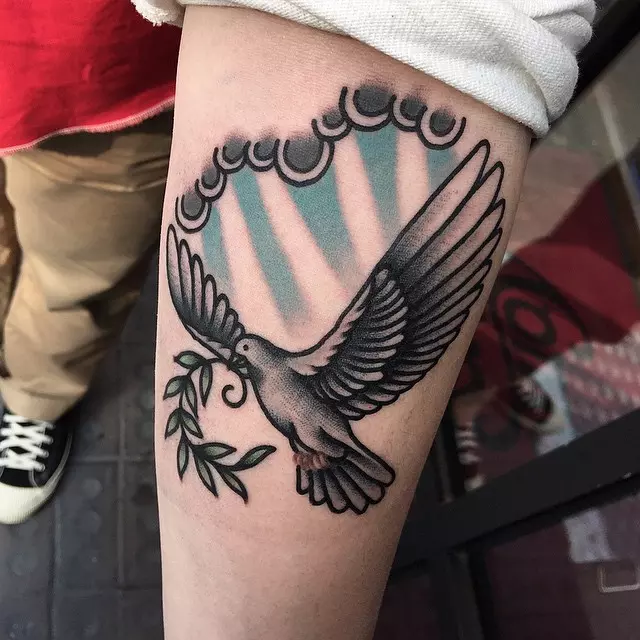 colorful dove tattoo