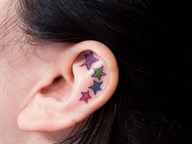 star tattoos behind ear tumblr