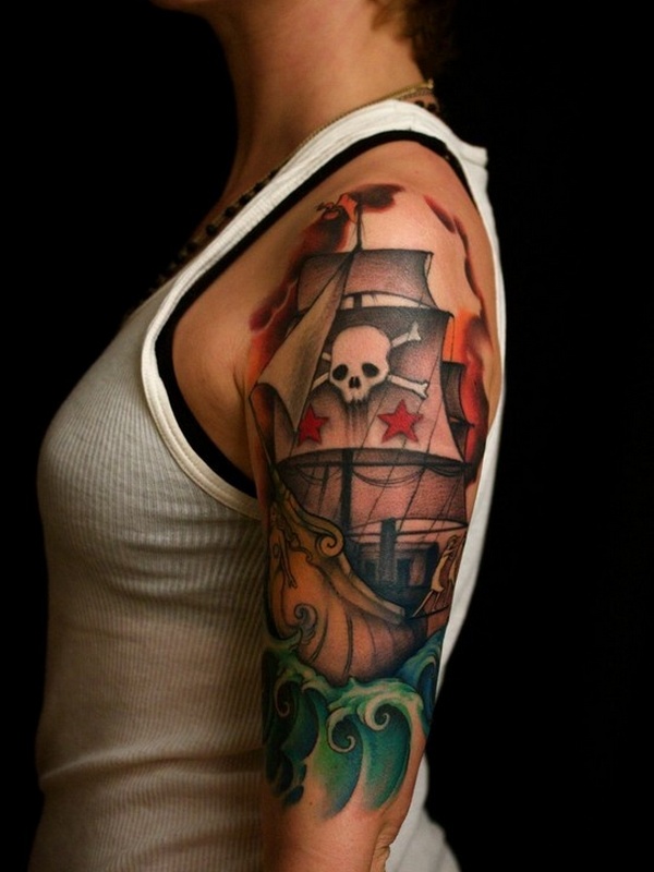 traditional pirate tattoo sleeve