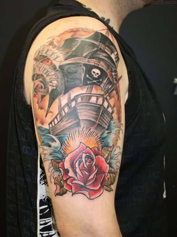 pirate ship half sleeve tattoos