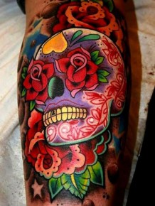 85 Best Sugar Skull Tattoo Designs & Meanings [2019]