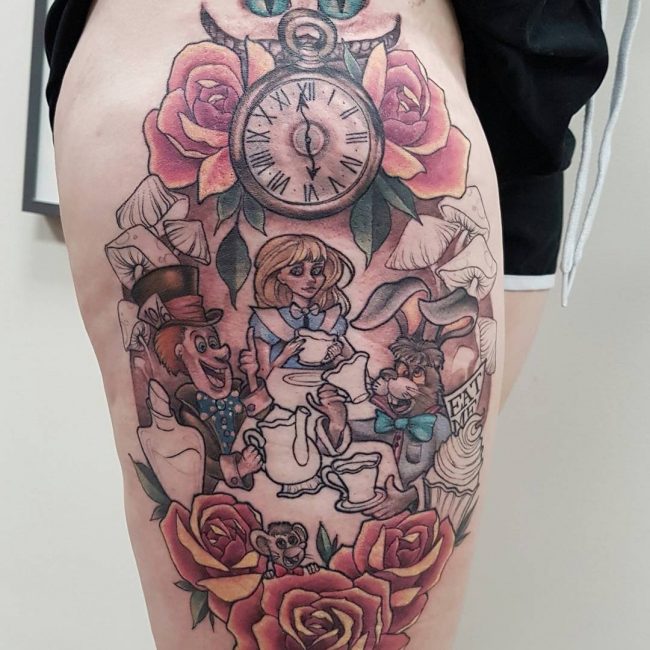 alice in wonderland pocket watch tattoo