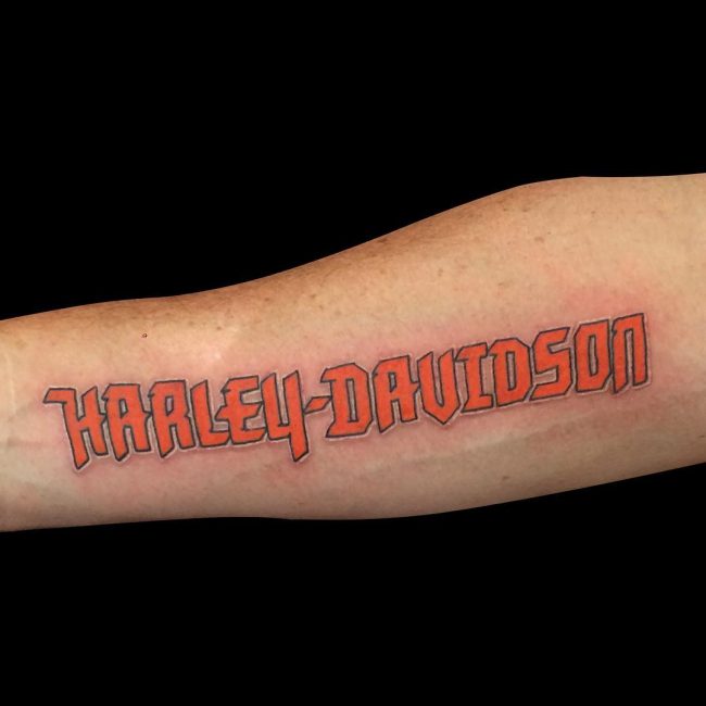 harley davidson script tattoo