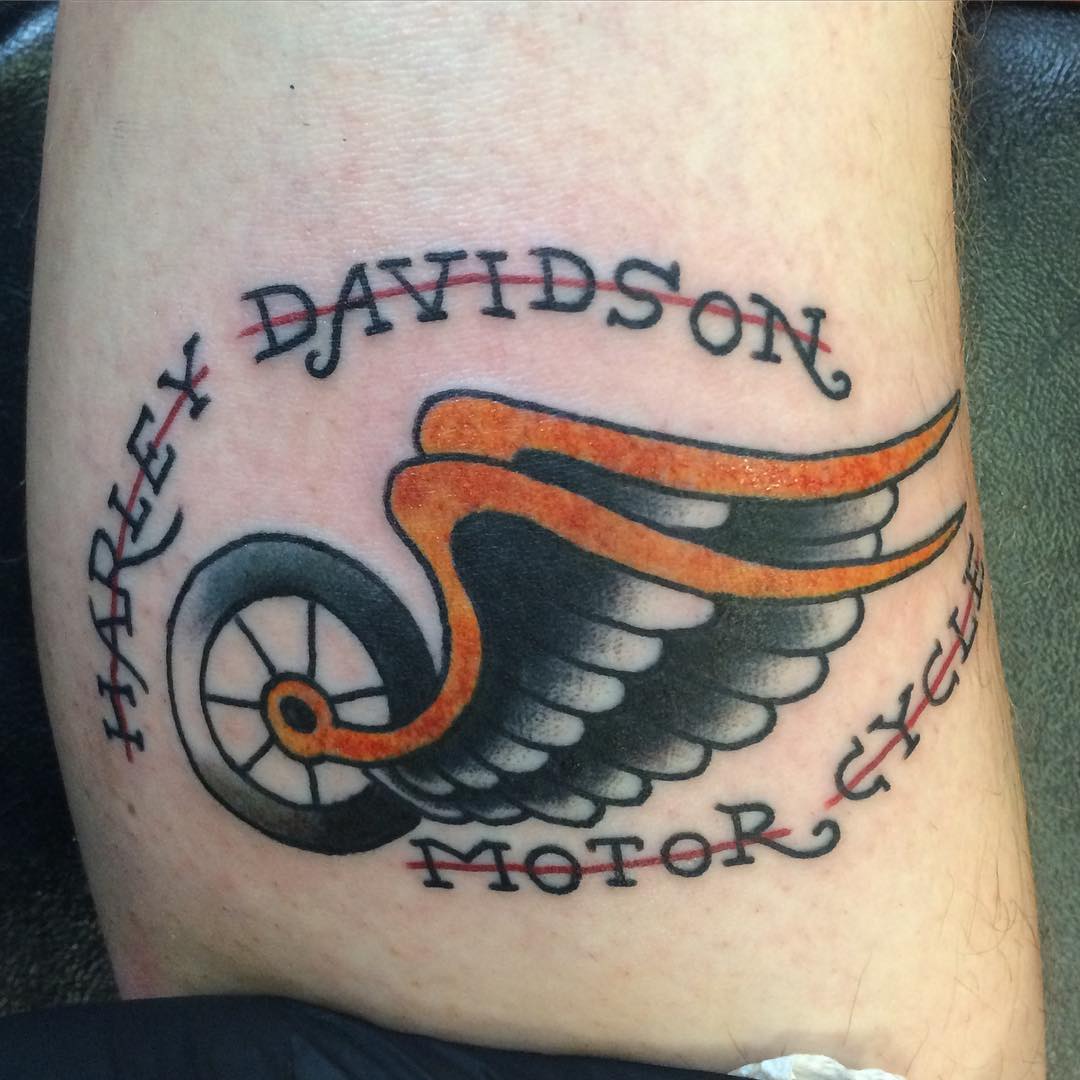 Harley Davidson memorial tattoo, Harley Davidson full. back tattoo. 