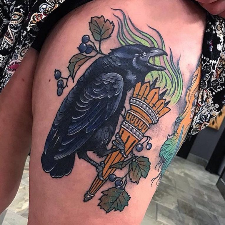 75+ Best Raven Tattoo - Designs & All Meanings (2019)