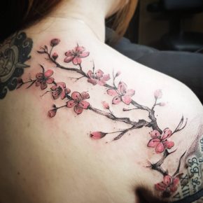 75+ Best Japanese Cherry Blossom Tattoo - Designs & Meanings 2019