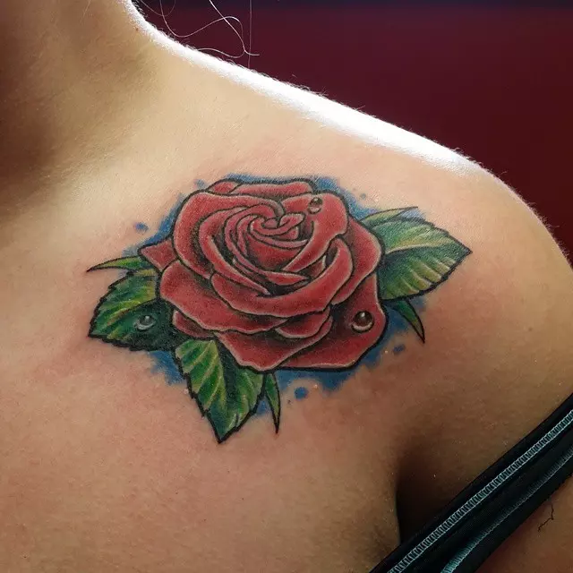 Cute Girl with Collar Bone Roses  Best Tattoo Ideas Gallery