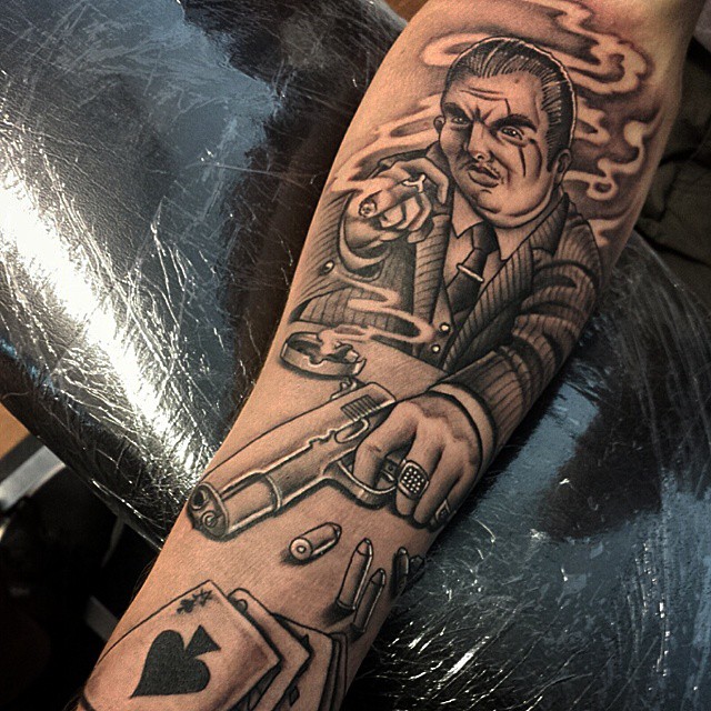 Iron Ink Tattoo - Gangster tattoo by @kilowattkeller - - - #tattoo #tattoos  #tattooart #tattooartist #skinart #newtattoo #ink #blackandgreytattoo  #ohiotattooers #realism #blackwork | Facebook