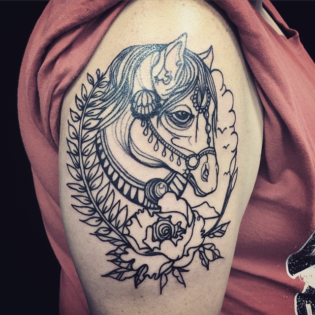 traditional horse skull tattoo