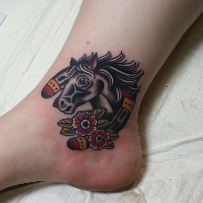 traditional horse skull tattoo