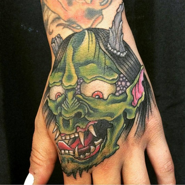 Japanese mask tattoos 