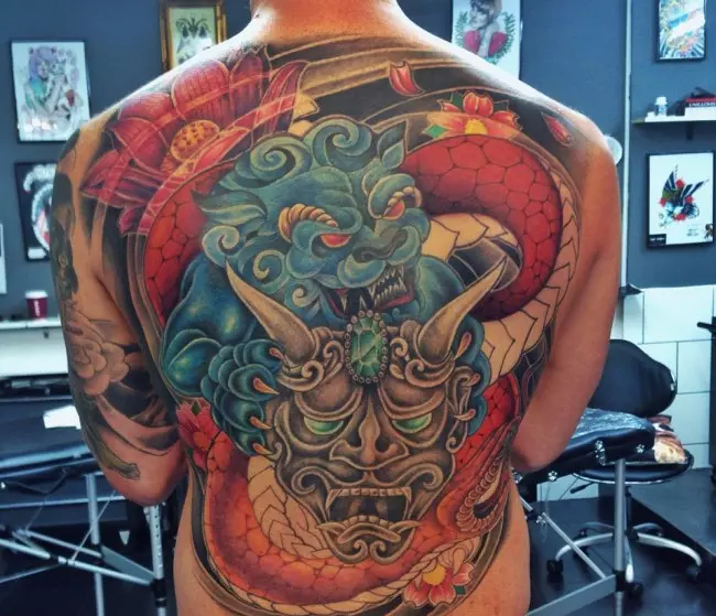 Japanese mask tattoos 