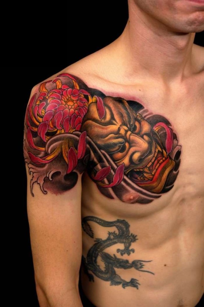 Japanese mask tattoos 