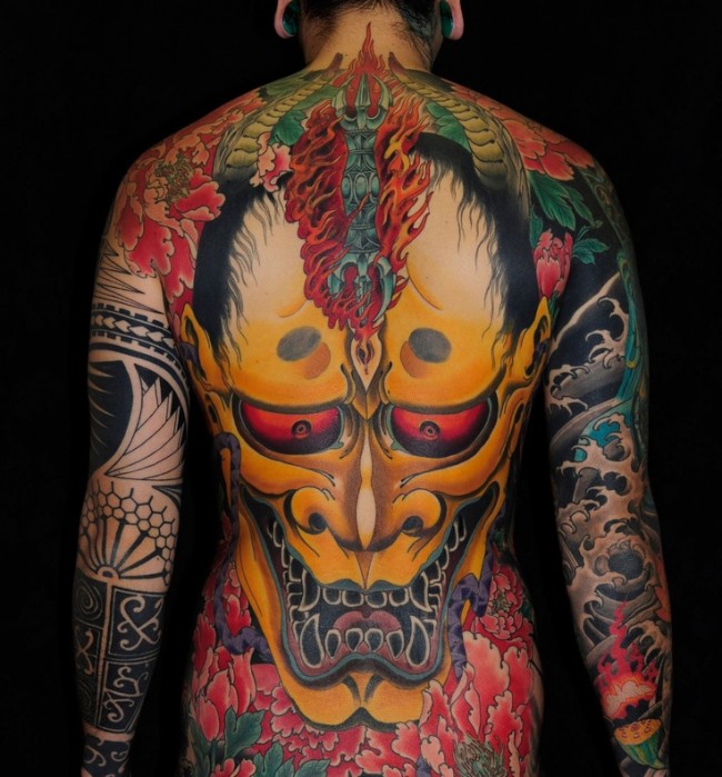 Japanese mask tattoos 