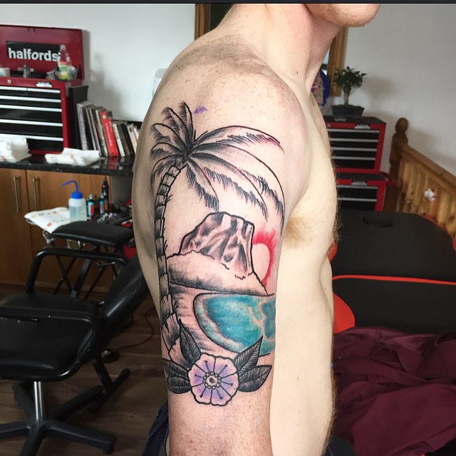 beach palm tree tattoo