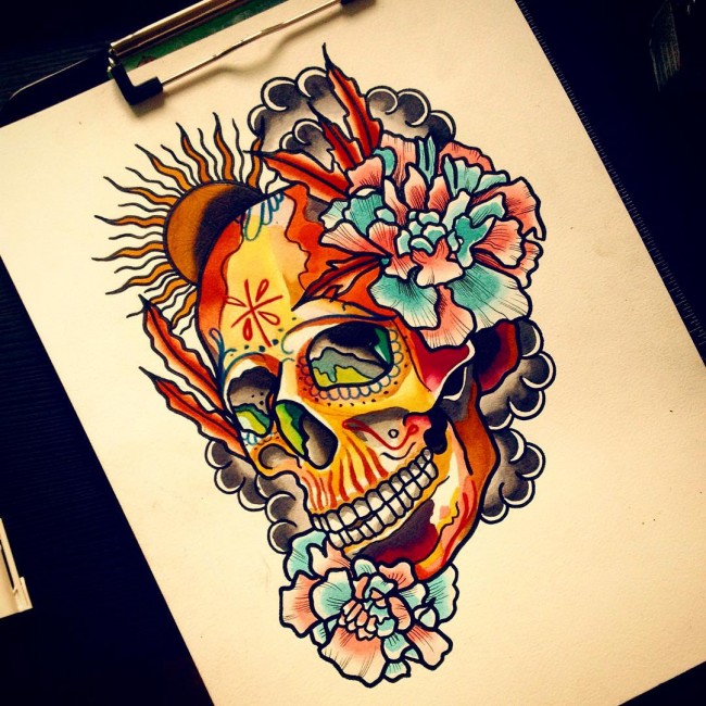 660+ Candy Skull Tattoo Stock Illustrations, Royalty-Free Vector Graphics &  Clip Art - iStock