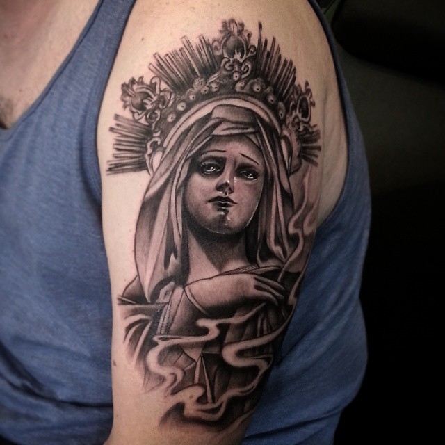 Details more than 69 virgin mary tattoo stencil best - in.cdgdbentre