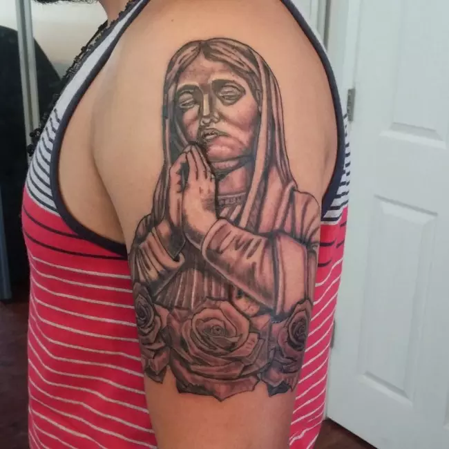 Chicano Virgin Mary Tattoo by PatongTattoocom  WhatsApp  Thank you to a  goalkeeper from Málaga CF trusting in our work Virgin Mary Tattoo   TATTOO INQUIRIES CONTACT US  Website wwwPatongTattoocom 