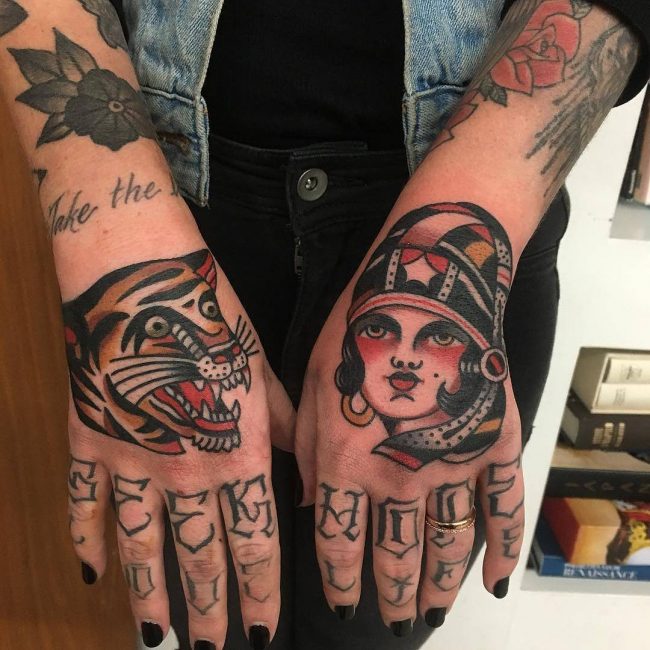 american traditional hand tattoos