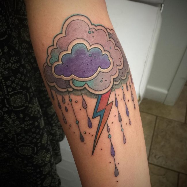 32 Great Cloud Tattoos  Ideas With Rainbows  Raindrops  Psycho Tats