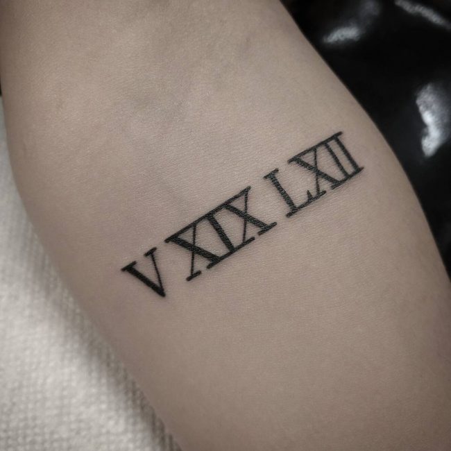 Roman numeral tattoo