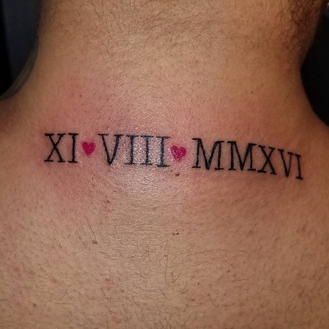 Roman numeral tattoo