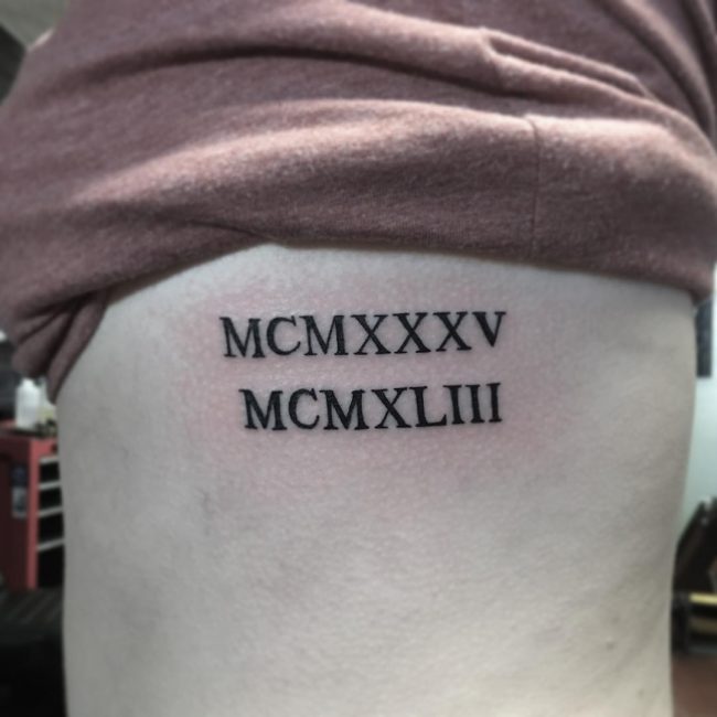 Roman numeral tattoo