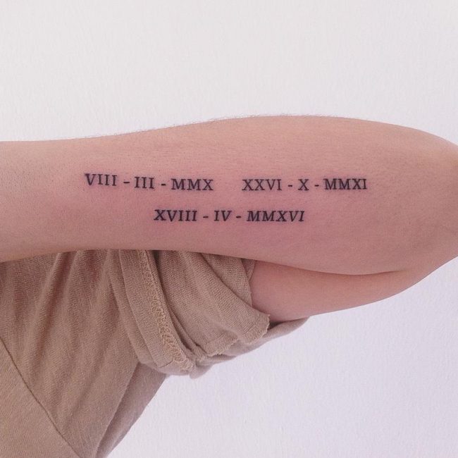 Roman numeral tattoo